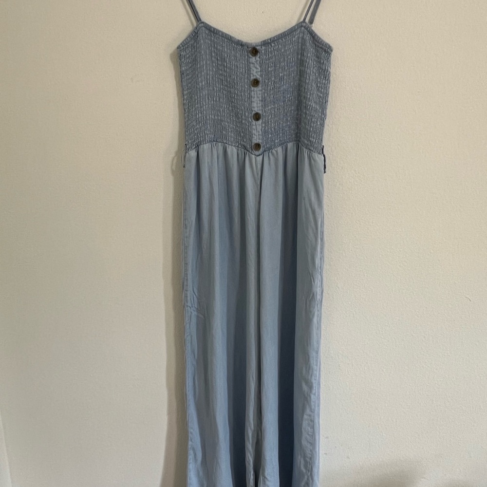 Love Tree Light Blue Button-Front Maxi Dress